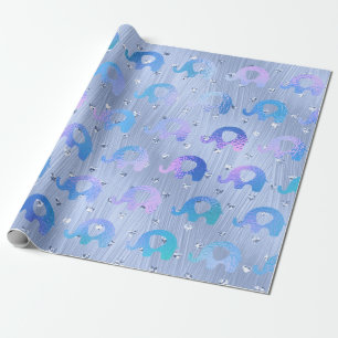 Olifanten Metallic Roos Goud Blauw Paarse Roze Cadeaupapier