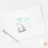 Olifanten | Mint Balloons Baby shower Hartelijk da Ronde Sticker (Envelop)