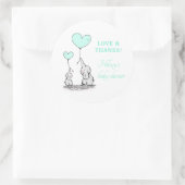 Olifanten | Mint Balloons Baby shower Hartelijk da Ronde Sticker (Tas)