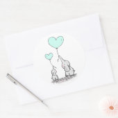 Olifanten | Mint Green Heart Balloons Baby shower Ronde Sticker (Envelop)