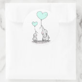 Olifanten | Mint Green Heart Balloons Baby shower Ronde Sticker (Tas)
