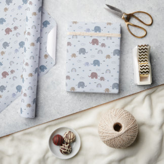 Olifanten Nursery Patroon Inpakpapier Rol