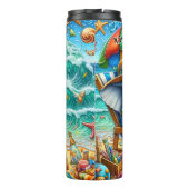 Olifanten ontspannen op een strandvakantie thermosbeker (Achterkant)