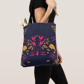 Olifanten op Blauw Tote Bag (Dichtbij)
