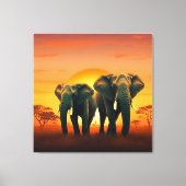 Olifanten op de Afrikaanse vlaktes Canvas. Canvas Afdruk (Voorkant)