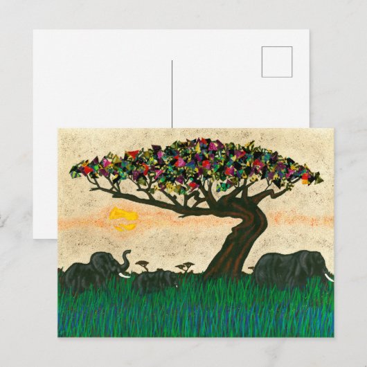 Olifanten op de Planes van Afrika Briefkaart (Voorkant / Achterkant)