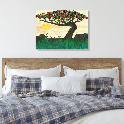 Olifanten op de Planes van Afrika Canvas Afdruk (Insitu (Slaapkamer))
