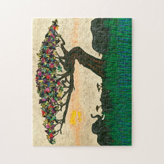 Olifanten op de Planes van Afrika Legpuzzel (Verticaal)