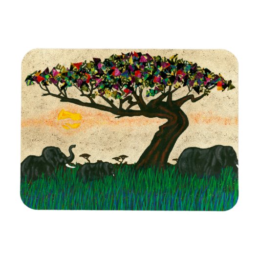 Olifanten op de Planes van Afrika Magneet (Horizontaal)