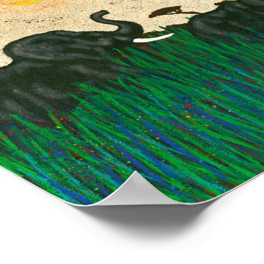 Olifanten op de Planes van Afrika Poster (Hoek)