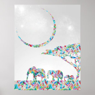 Olifanten op de Savannah Poster