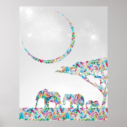 Olifanten op de Savannah Poster (Voorkant)