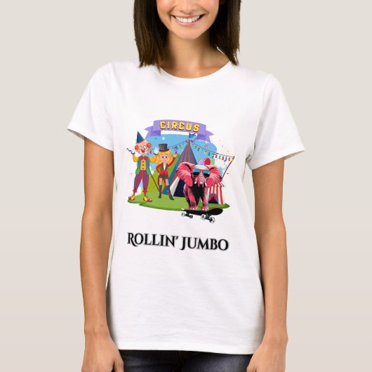 Olifanten op een skateboard t-shirt (Voorkant)