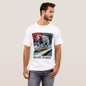 Olifanten op een skateboard t-shirt (Voorkant volledig)