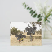 Olifanten op fietsen briefkaart (Staand voorkant)