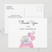 Olifanten op roze auto rijden met Baby shower Briefkaart (Voorkant / Achterkant)