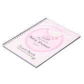 Olifanten op roze bib-Baby shower gastboek- Notitieboek (Linkerzijde)