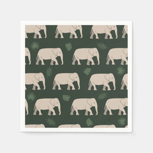 olifanten op zwarte achtergrond servet (Voorkant)