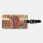 Olifanten optreden met vrouwen en trainers. bagagelabel (Voorkant horizontaal)