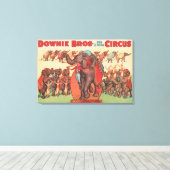 Olifanten optreden met vrouwen en trainers. canvas afdruk (Insitu (Houten vloer))