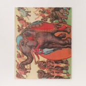 Olifanten optreden met vrouwen en trainers. legpuzzel (Verticaal)