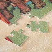 Olifanten optreden met vrouwen en trainers. legpuzzel (Zijkant)