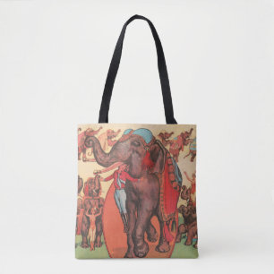 Olifanten optreden met vrouwen en trainers. tote bag
