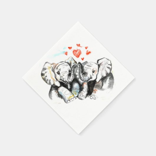 Olifanten Paar Liefde Servetten -  (Hoek)