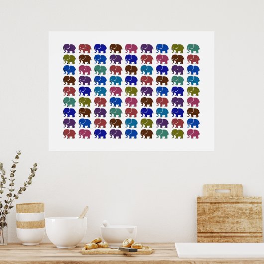 olifanten patroon kleurrijk poster (Keuken)