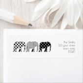 Olifanten Patroon, Modern, Zwart-wit Etiket (Insitu)
