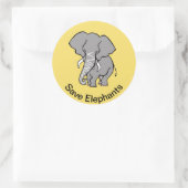 Olifanten redden - Dierenvriend -Geel - Ronde Sticker (Tas)