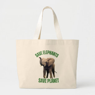 Olifanten redden, planeet redden grote tote bag