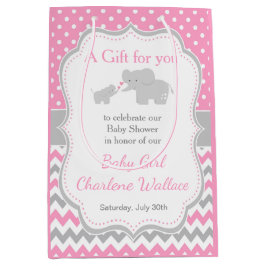 Olifanten Roze en Grijs Baby shower Bedankt Medium Cadeauzakje