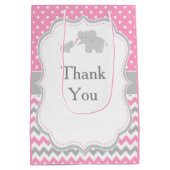 Olifanten Roze en Grijs Baby shower Bedankt Medium Cadeauzakje (Achterkant)