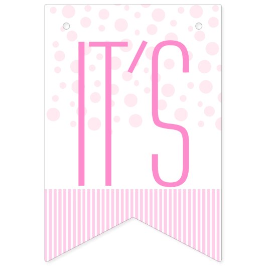 Olifanten roze Het is een meisje baby shower Vlaggetjes (Tweede vlag)