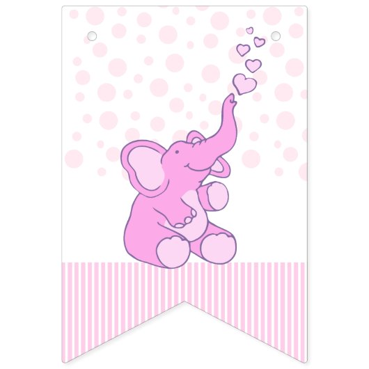 Olifanten roze Het is een meisje baby shower Vlaggetjes (Eerste vlag)