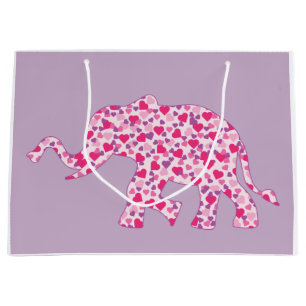 Olifanten Roze liefdesharten Groot Cadeauzakje