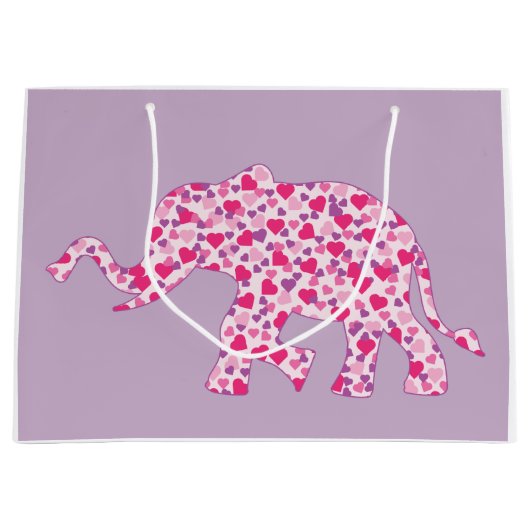 Olifanten Roze liefdesharten Groot Cadeauzakje (Voorkant)