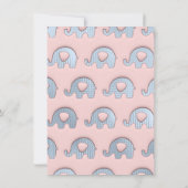 Olifanten Roze Pastel Blauw Baby shower Wit Kaart (Achterkant)