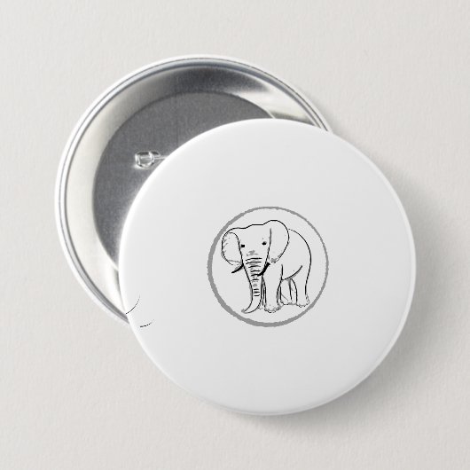 Olifanten Silhouet Patches & Buttonnen Ronde Button 7,6 Cm (Voorkant /achterkant)