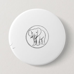 Olifanten Silhouet Patches & Buttonnen Ronde Button 7,6 Cm