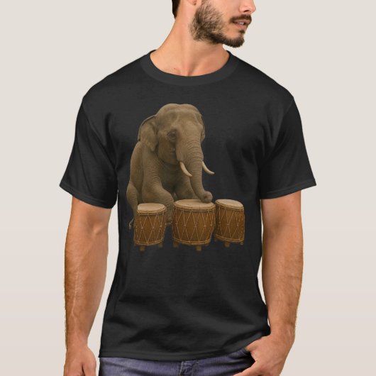 Olifanten spelen drums t-shirt (Voorkant)