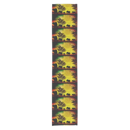 Olifanten Sunset Table Runner Korte Tafelloper (Voorkant)
