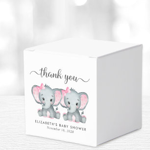 Olifanten Twin Girls Baby shower Dank u Bedankdoosjes