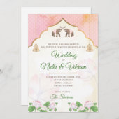 Olifanten uitnodigingen & Indiase trouwuitnodiging (Voorkant / Achterkant)