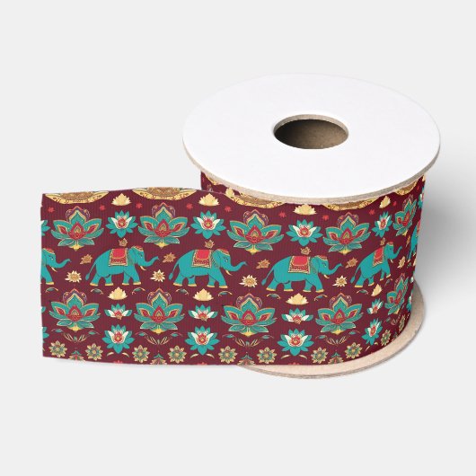 Olifanten van Viering – Diwali Droombeeld Grosgrain Lint (Spoel)