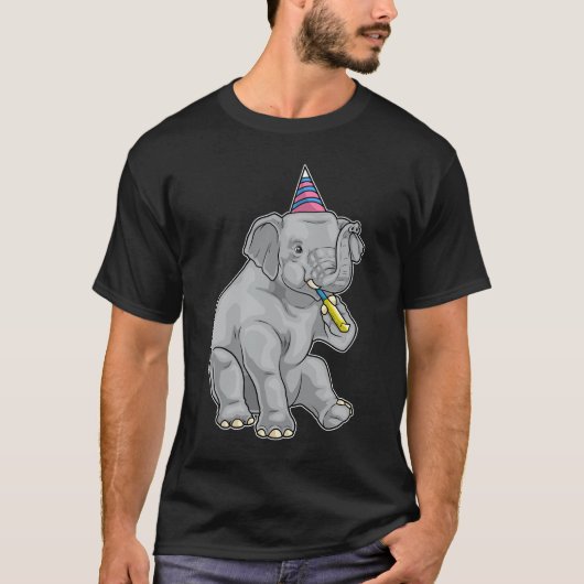 Olifanten verjaardagsfeest toeter t-shirt (Voorkant)