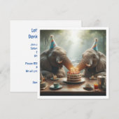 Olifanten vieren, olifant verjaardag uitnodiging (Voorkant / Achterkant)