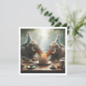 Olifanten vieren, olifant verjaardag uitnodiging (Staand voorkant)