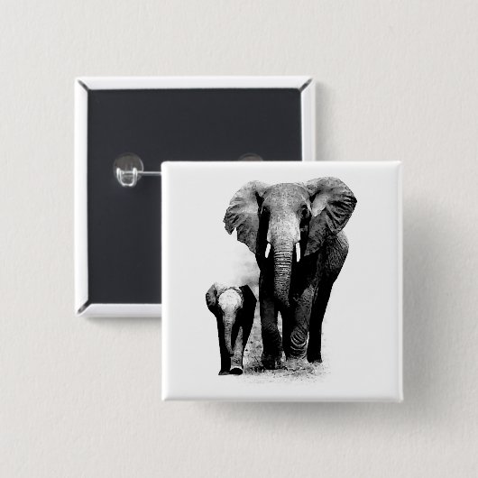 Olifanten Vierkante Button 5,1 Cm (Voorkant /achterkant)